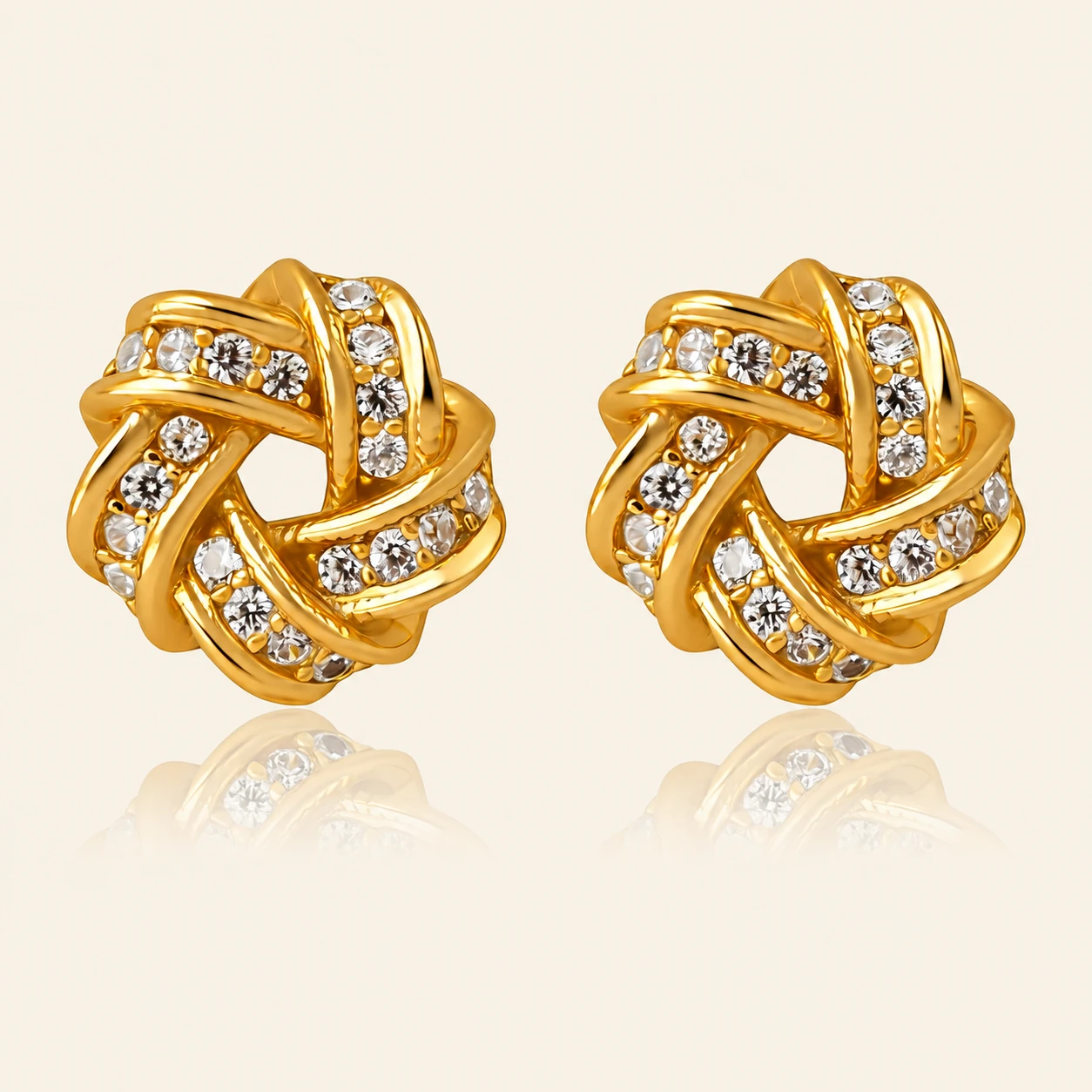 Love Knot Stud Earrings – 18K Gold-Plated Sterling Silver