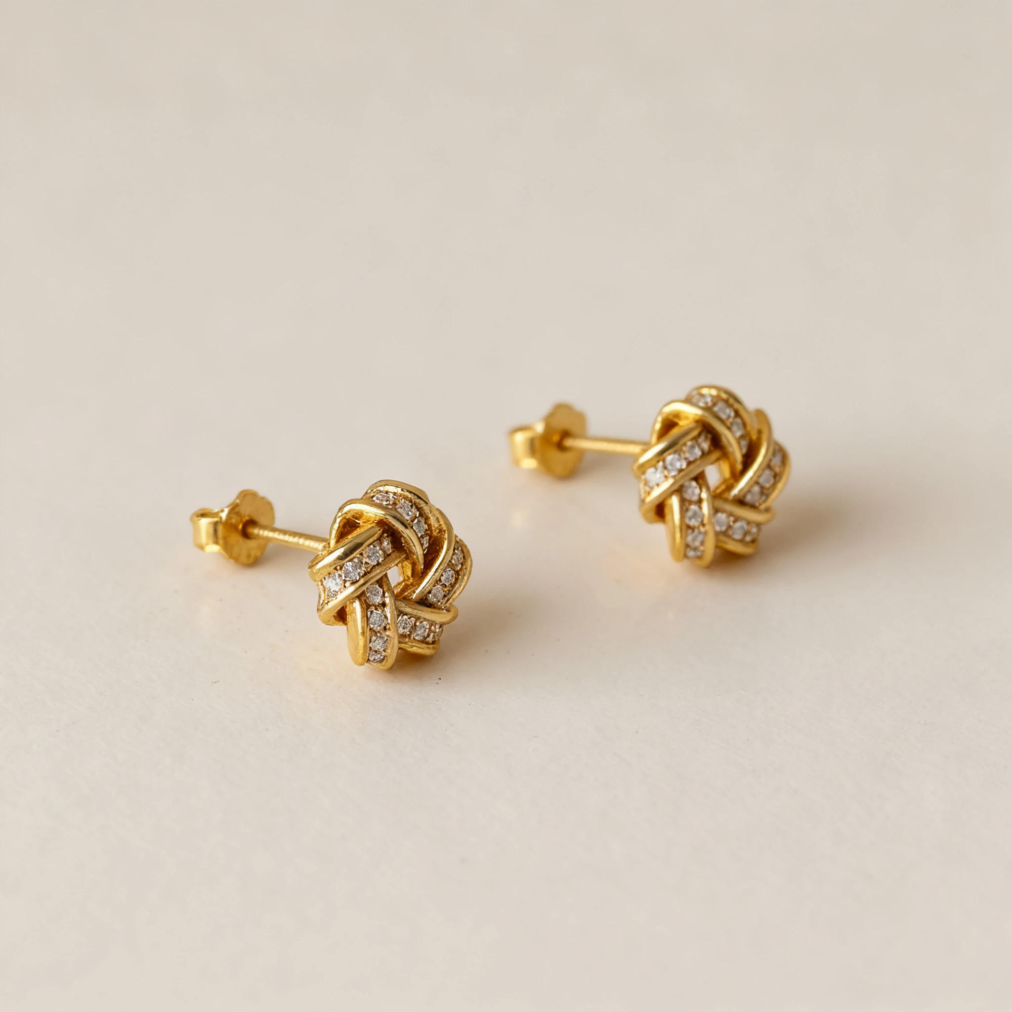 Love Knot Stud Earrings – 18K Gold-Plated Sterling Silver - Image 2