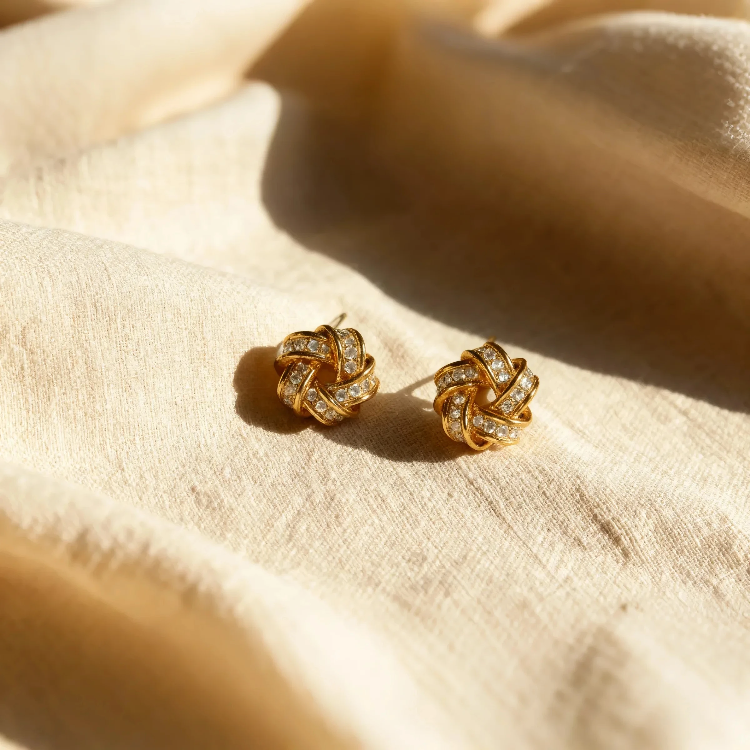 Love Knot Stud Earrings – 18K Gold-Plated Sterling Silver - Image 3