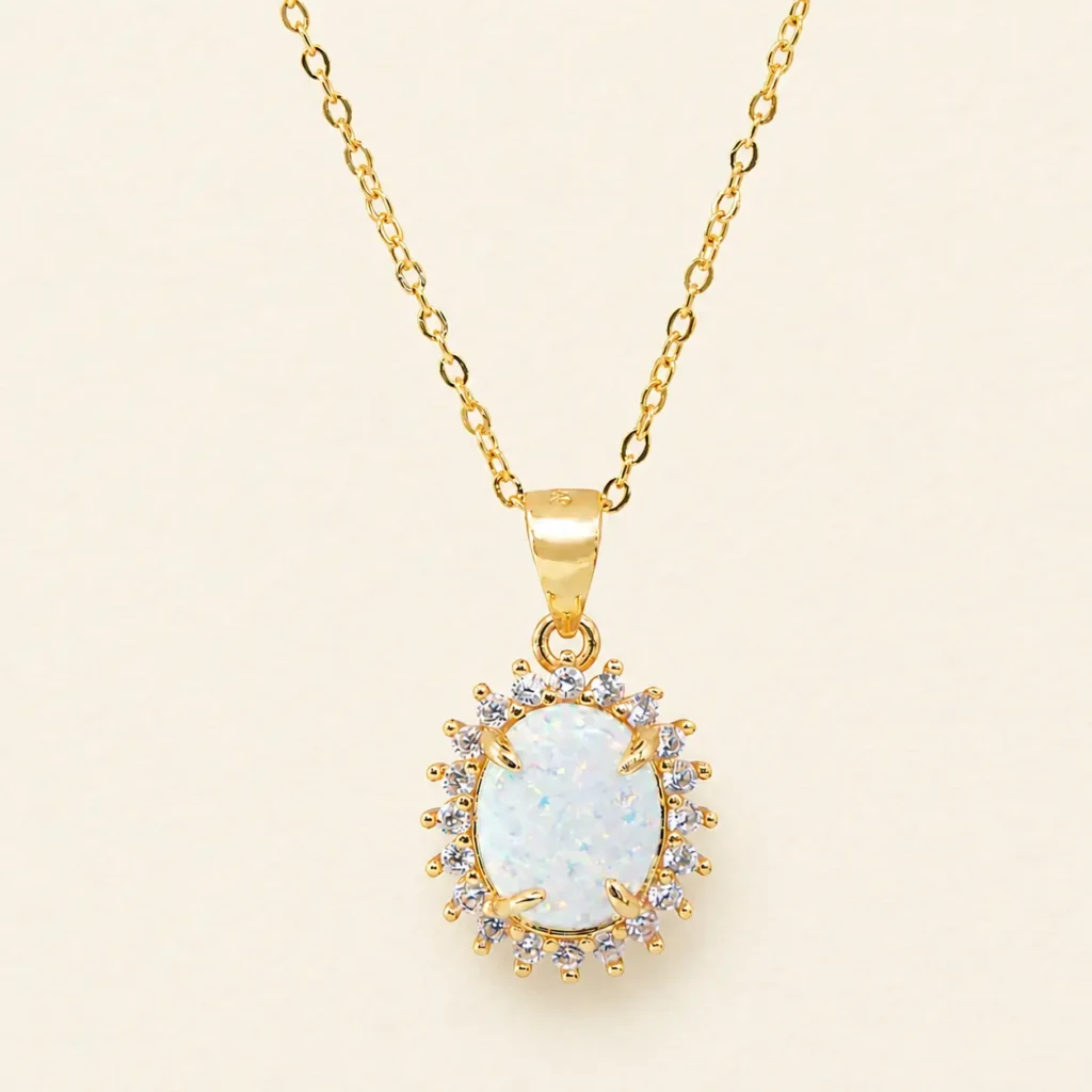 Eternal Flame White Opal Necklace