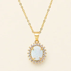 Eternal Flame White Opal Necklace