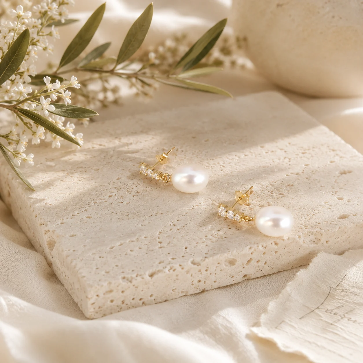 Soft Luster Freshwater Pearl Drop Earrings - Image 3