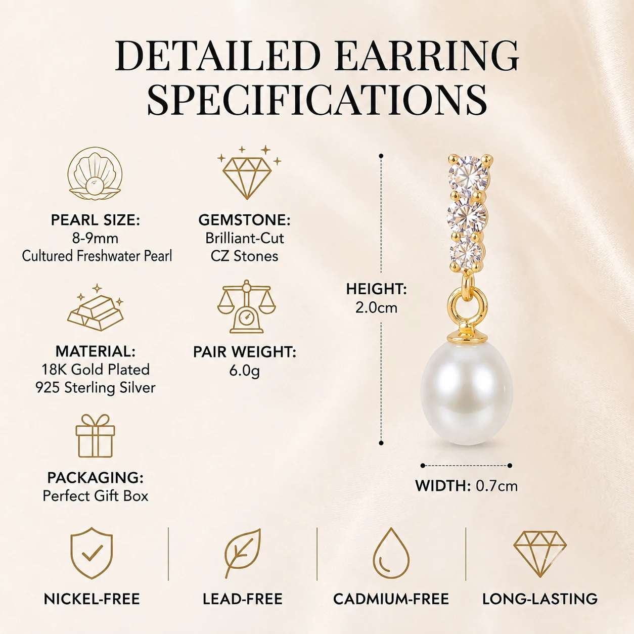 Soft Luster Freshwater Pearl Drop Earrings - Image 4